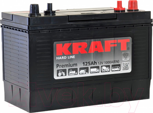 Изображение товара Автомобильный аккумулятор KrafT Premium 125 R / 31A-950 (125 А/ч)