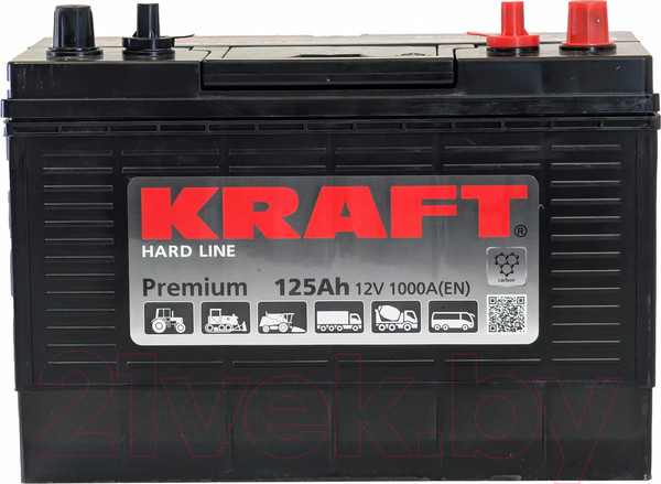 Изображение товара Автомобильный аккумулятор KrafT Premium 125 R / 31A-950 (125 А/ч)