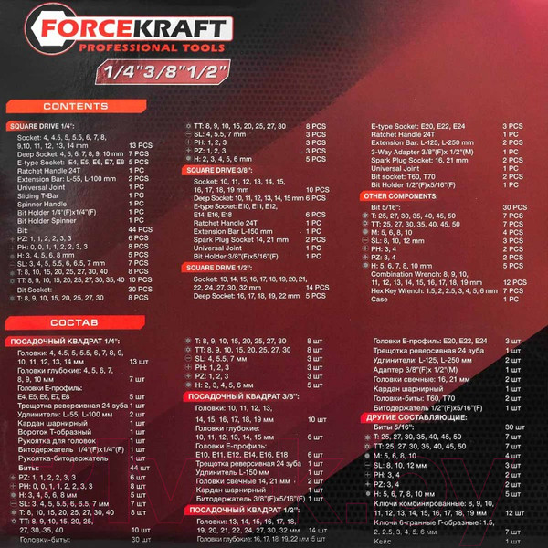 Изображение товара Универсальный набор инструментов ForceKraft FK-38841 TQ (58708)