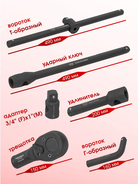 Изображение товара Универсальный набор инструментов ForceKraft FK-68262-9MPB