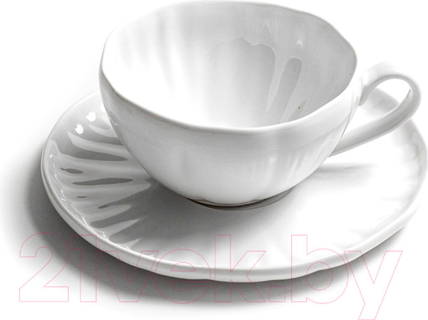 Изображение товара Чашка с блюдцем Stenova Home Lotus 61411131 (белый)