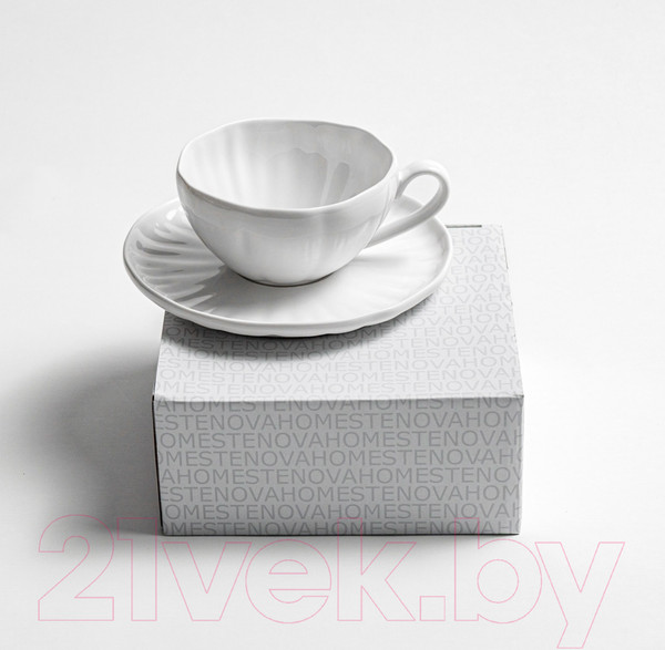 Изображение товара Чашка с блюдцем Stenova Home Lotus 61411131 (белый)