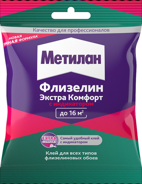 Изображение товара Клей для обоев Metylan Флизелин Экстра Комфорт с индикатором (90г)
