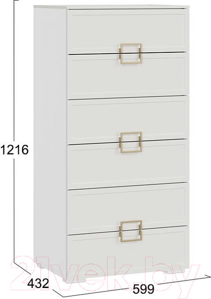 Изображение товара Комод ТриЯ Стелла (белый холст/белый жемчуг)