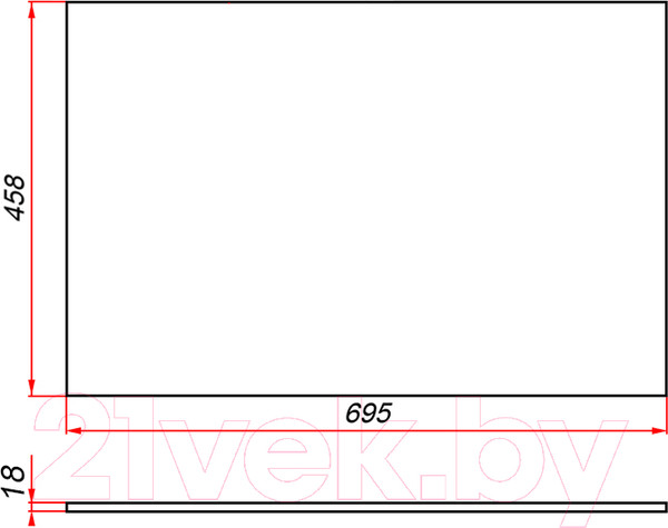 Изображение товара Столешница для тумбы в ванную ЗОВ CLDSP18H695458 (антрацит, без выреза)