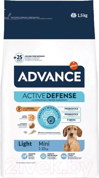 Изображение товара Сухой корм для собак Advance Mini Light с курицей и рисом (1.5кг)