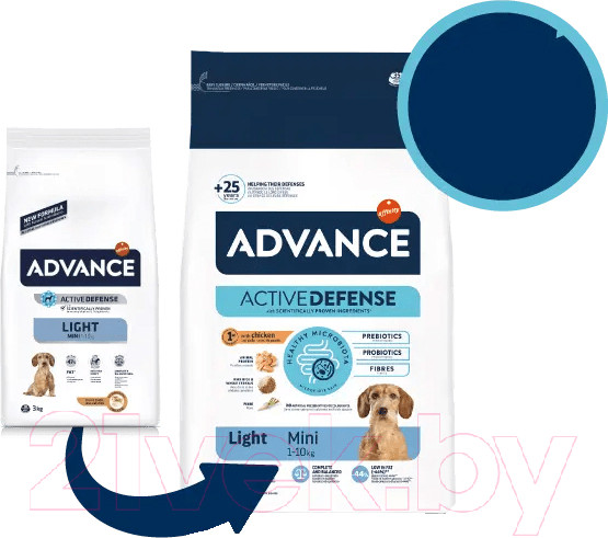 Изображение товара Сухой корм для собак Advance Mini Light с курицей и рисом (1.5кг)