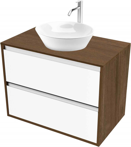 Изображение товара Тумба под умывальник ЗОВ Парма 80 / P80LA0MWMC1A-LDSPA (аттик/аттик/белый матовый/алюминий)