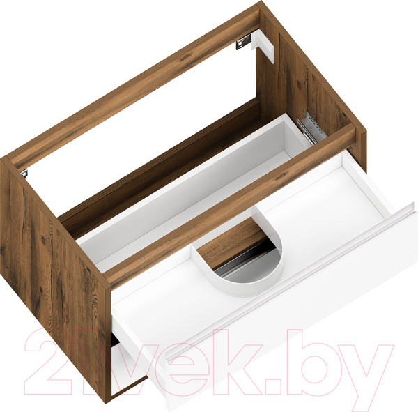 Изображение товара Тумба под умывальник ЗОВ Парма 80 / P80LA0MWMC1A-LDSPA (аттик/аттик/белый матовый/алюминий)