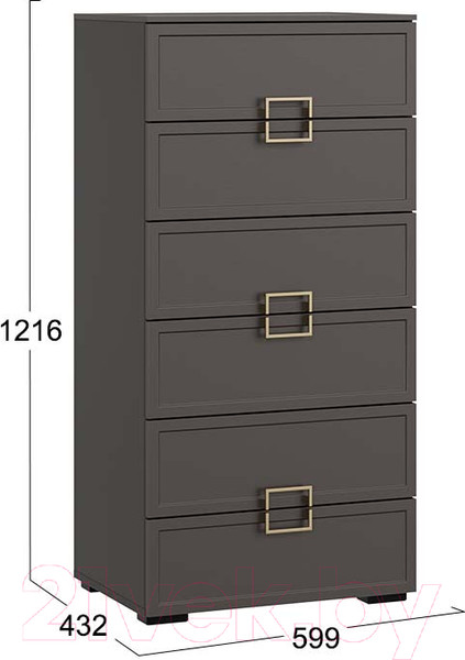 Изображение товара Комод ТриЯ Стелла (серый вулкан/фон серый)