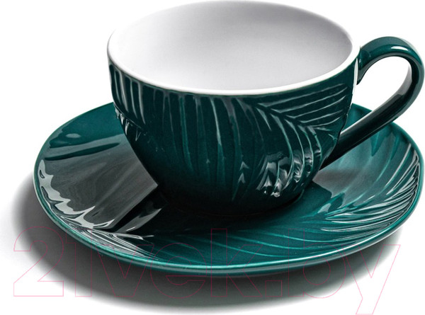 Изображение товара Чашка с блюдцем Stenova Home Bali 61410134 (зеленый)