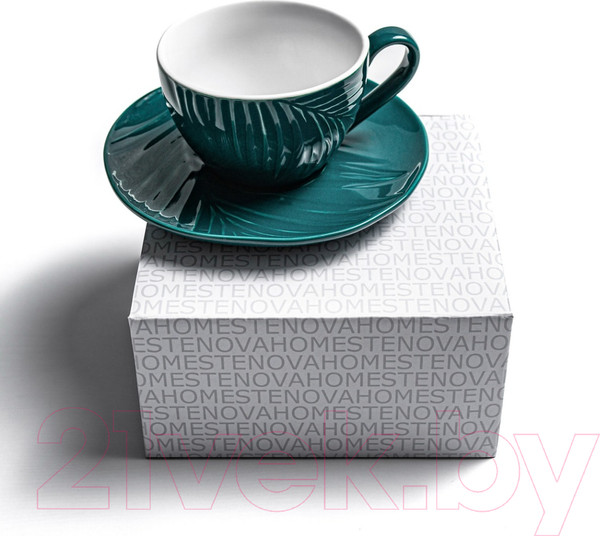 Изображение товара Чашка с блюдцем Stenova Home Bali 61410134 (зеленый)