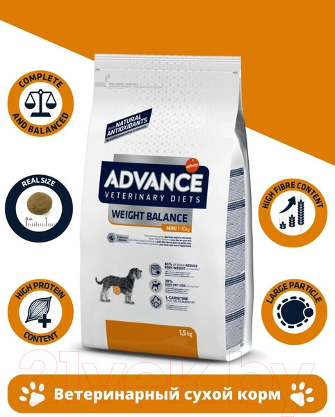 Изображение товара Сухой ветеринарный корм для собак Advance VetDiet Weight Balance Mini (1.5кг)
