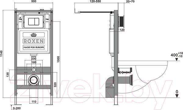 Изображение товара Унитаз подвесной с инсталляцией Roxen StounFix Dual Fresh 968026