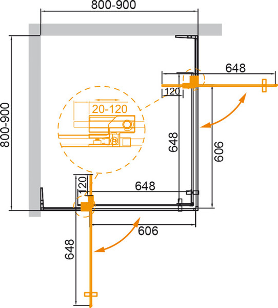 Изображение товара Душевой уголок Cezares SLIDER-A-2-80/90-BR-BORO