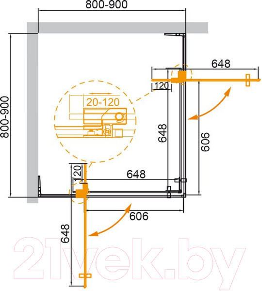 Изображение товара Душевой уголок Cezares SLIDER-A-2-80/90-GRIGIO-GM