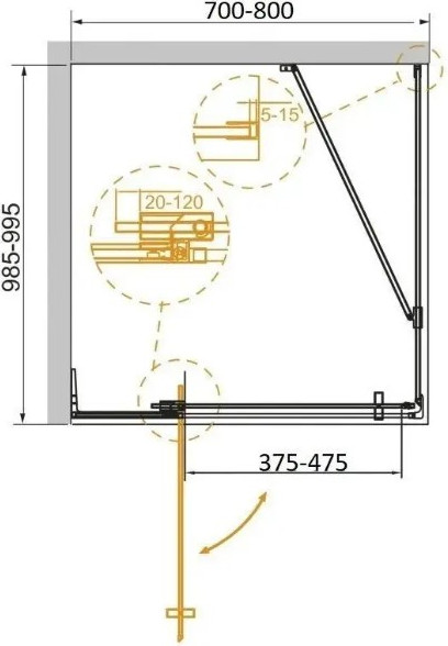 Изображение товара Душевой уголок Cezares SLIDER-AH-1-100-70/80-BR-BORO