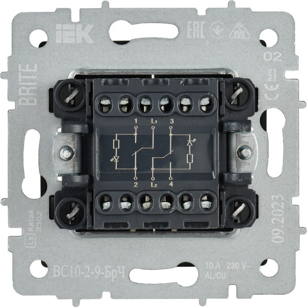 Изображение товара Выключатель IEK Brite BR-V20-2-10-K02 (черный)