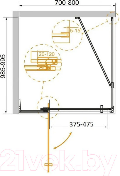 Изображение товара Душевой уголок Cezares SLIDER-AH-1-100-70/80-C-GM