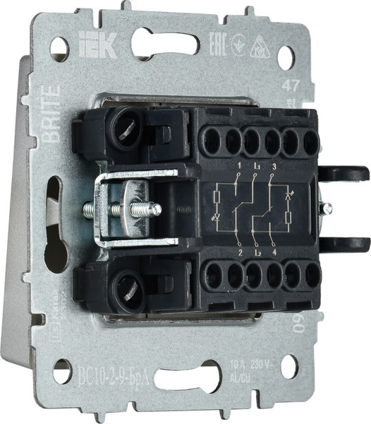 Изображение товара Выключатель IEK Brite BR-V20-2-10-K47 (алюминий)