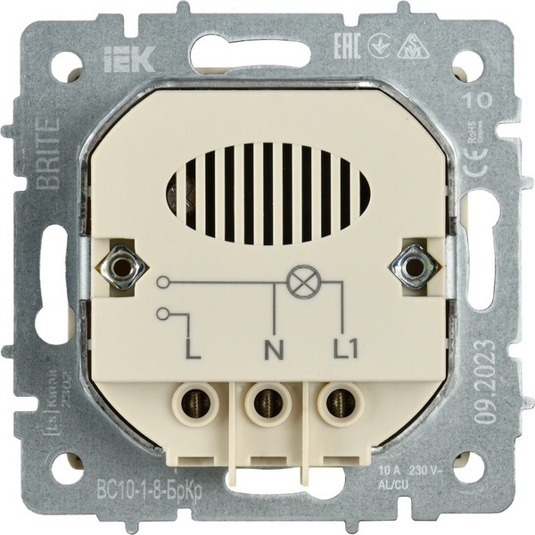 Изображение товара Выключатель IEK Brite BR-V11-0-10-K10 (бежевый)