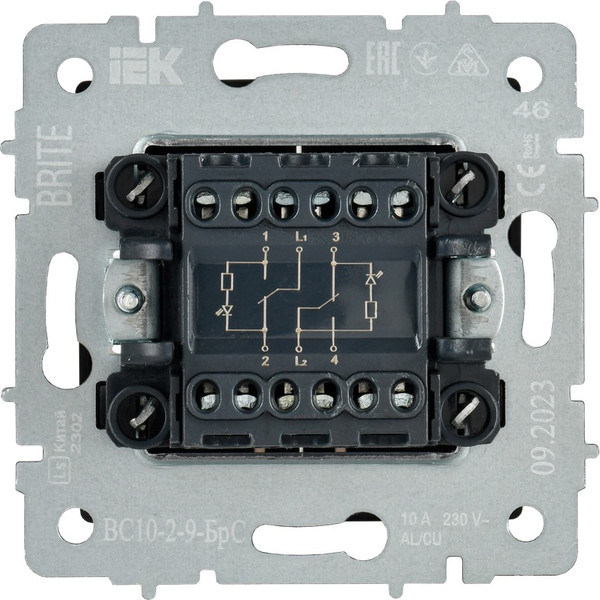 Изображение товара Выключатель IEK Brite BR-V20-2-10-K46 (сталь)