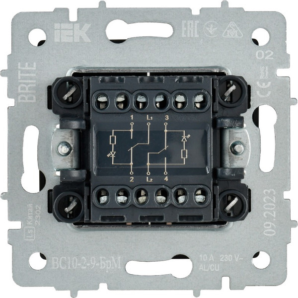 Изображение товара Выключатель IEK Brite BR-V20-2-10-K35 (маренго)