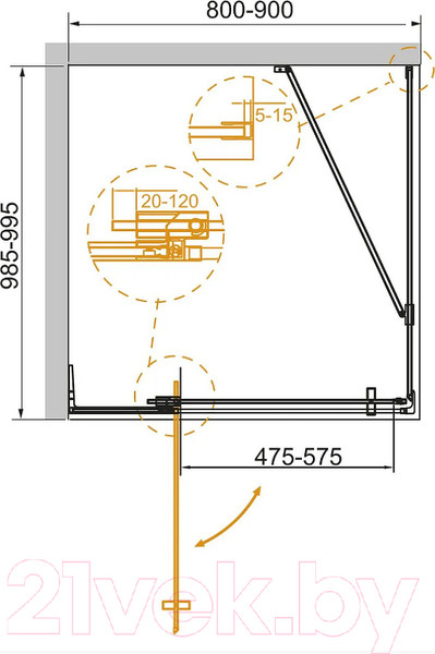 Изображение товара Душевой уголок Cezares SLIDER-AH-1-100-80/90-C-GM