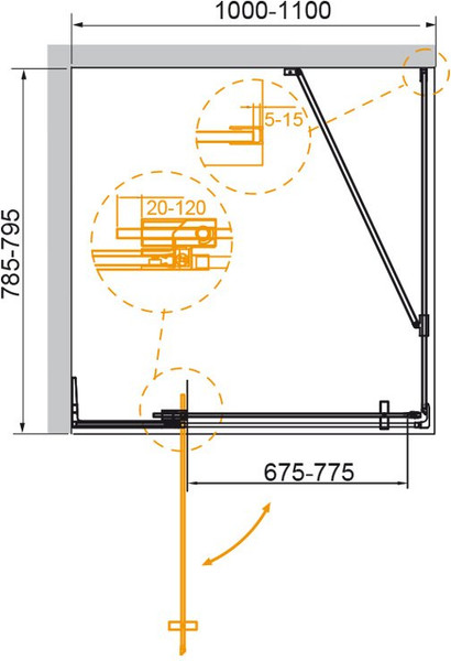 Изображение товара Душевой уголок Cezares SLIDER-AH-1-80-100/110-BR-BORO