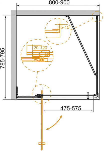 Изображение товара Душевой уголок Cezares SLIDER-AH-1-80-80/90-BR-BORO