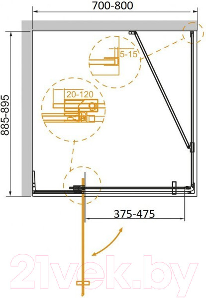 Изображение товара Душевой уголок Cezares SLIDER-AH-1-90-70/80-GRIGIO-GM