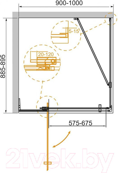 Изображение товара Душевой уголок Cezares SLIDER-AH-1-90-90/100-GRIGIO-GM