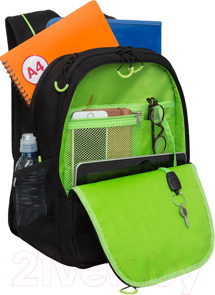 Изображение товара Рюкзак Grizzly RU-438-2 (черный/салатовый)