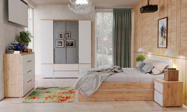 Изображение товара Двуспальная кровать Памир Гретта 1600 (крафт золотой/белый)