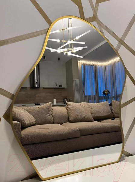 Изображение товара Зеркало Emze 76x92 / LED.CLOUD.UV.76.92.AUR.4K (золотистый с УФ-окантовкой и подсветкой)