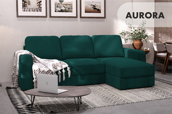 Изображение товара Диван угловой Mio Tesoro Aurora правый (Velutto 20 бирюзовый)