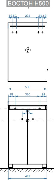 Изображение товара Тумба под умывальник Belux Бостон Н 50 (1, белый глянец)