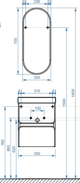 Изображение товара Тумба под умывальник Belux Бостон НП 40-02 (1, белый глянец)