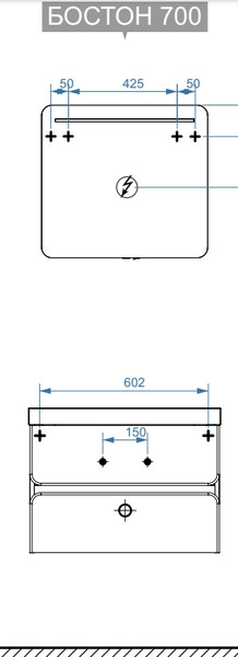 Изображение товара Тумба под умывальник Belux Бостон НП 70-02 (31, бетон чикаго/светло-серый)