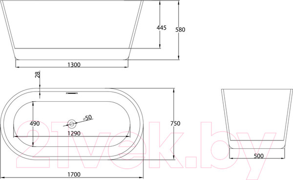 Изображение товара Ванна акриловая Grossman GR-1503M Forta 170x75