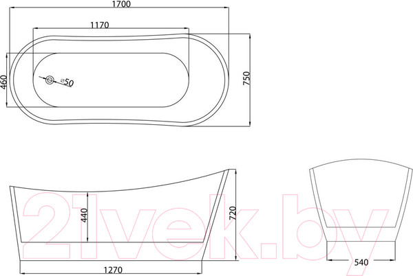 Изображение товара Ванна акриловая Grossman GR-2102M Galaxy 170x75