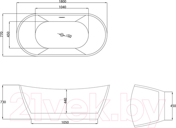 Изображение товара Ванна акриловая Grossman GR-2103 Galaxy 180x77
