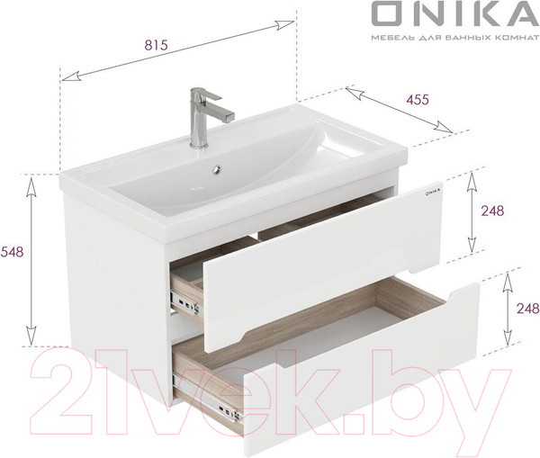 Изображение товара Тумба под умывальник Onika Айленд 80 (108060)