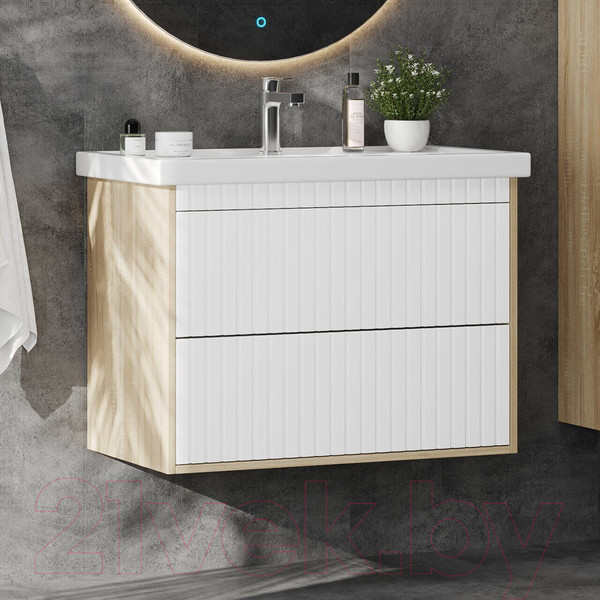 Изображение товара Тумба под умывальник Onika Дайлер 80 / 108061 (белый/дуб сонома)