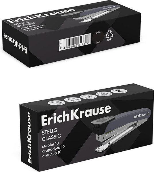 Изображение товара Степлер Erich Krause Stells Classic №10 / 61737 (черный)