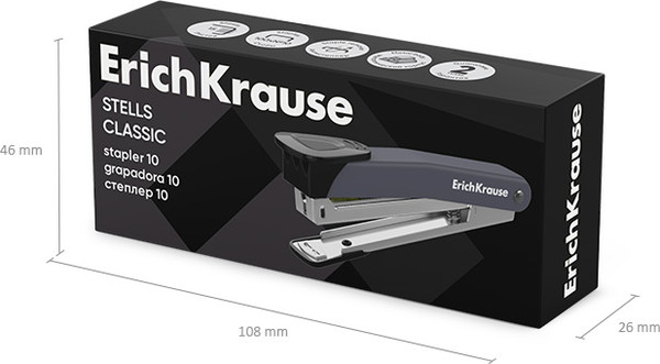 Изображение товара Степлер Erich Krause Stells Classic №10 / 61737 (черный)