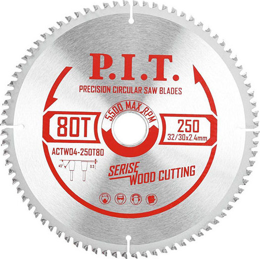 Изображение товара Пильный диск P.I.T ACTW04-250T80