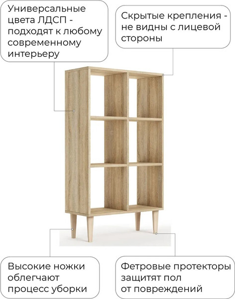 Изображение товара Стеллаж Monofix Одос Вертикальный 6 секций (сонома)