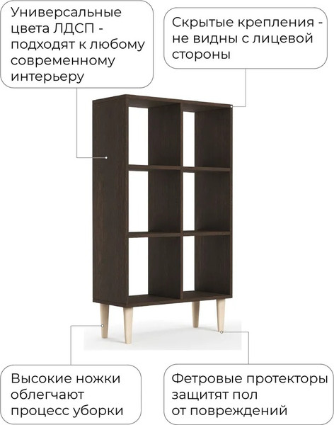 Изображение товара Стеллаж Monofix Одос Вертикальный 6 секций (венге)