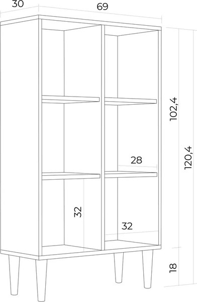 Изображение товара Стеллаж Monofix Одос Вертикальный 6 секций (капучино)